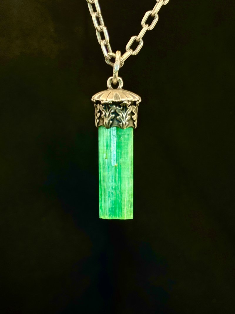 Crystal talisman in old-mine silver